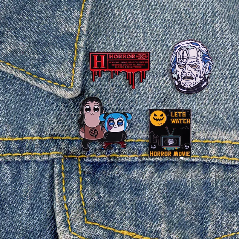 High Quality Horror Movie Metal Badge Halloween Punk Enamel Pin Men\'s Denim Jacket Backpack Pin Gothic Brooch Accessories