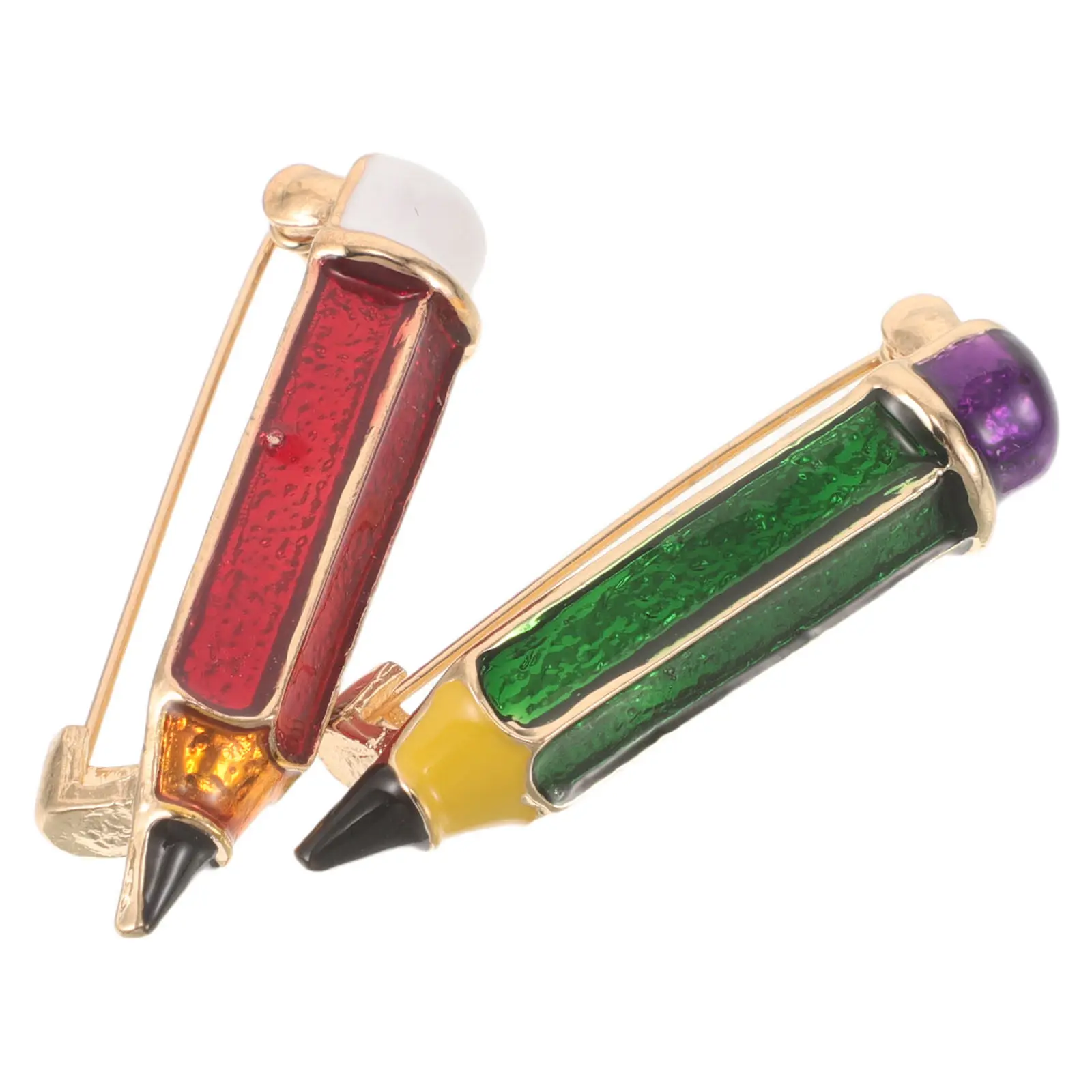 2Pcs Teacher Lapel Pins Enamel Pencil Brooch Set Schoolbag Back to School Teacher Appreciation Pin Jewelry Teachers Brooches