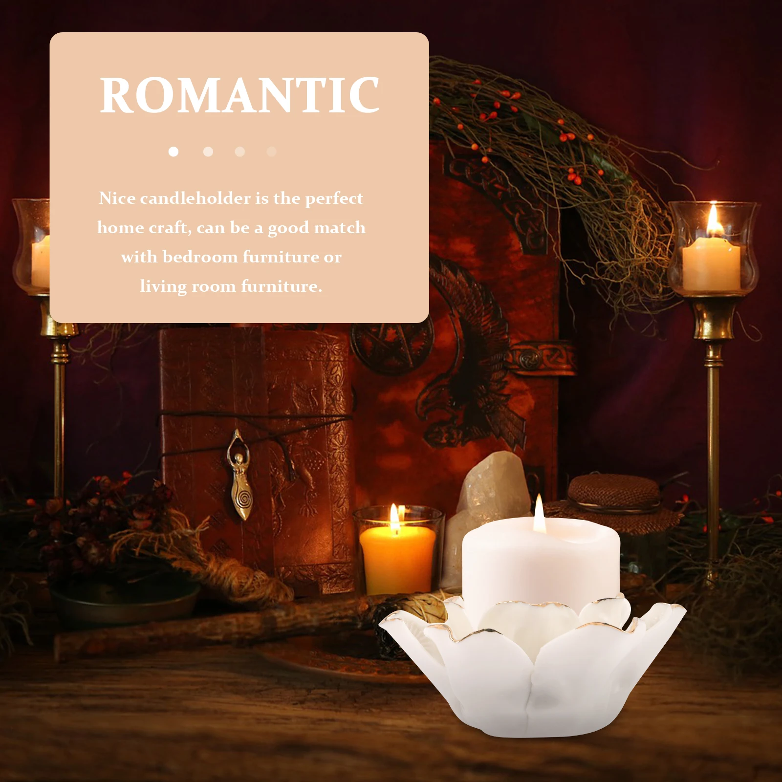 

Flower Shaped Ceramic Stand Decorative Holder for Home Wedding Party Living Room Bedroom Tabletop Ornament