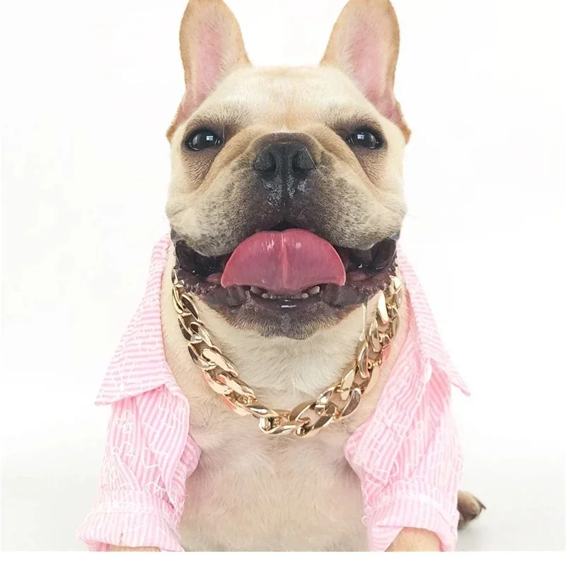 New Dog Cat Gold Necklace Collar Gold P Chain Dress Up Decoration Gift For Dogs Fighting Dog Accessories Jewelry Photo props