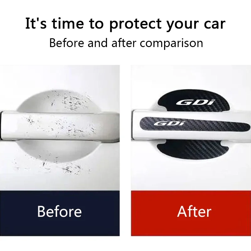 Door Bowl Car Stickers Cover for Hyundai GDI Logo Tucson Getz Sonata Veloster Elantra I30 I20 IX35 I40 Carbon Fiber 8PCS Decals