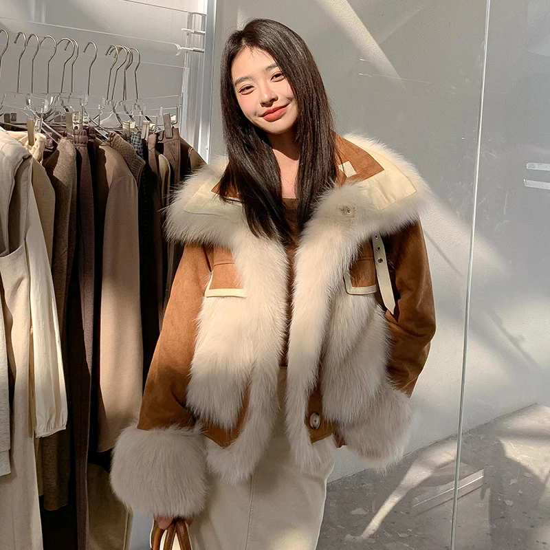 High Grade Women's Real Fur Jacket 2022 New Two-Faced Wear Fox Fur Coat Winter Warm Fur One Jacket Mujer Pelaje Pelz Jacke