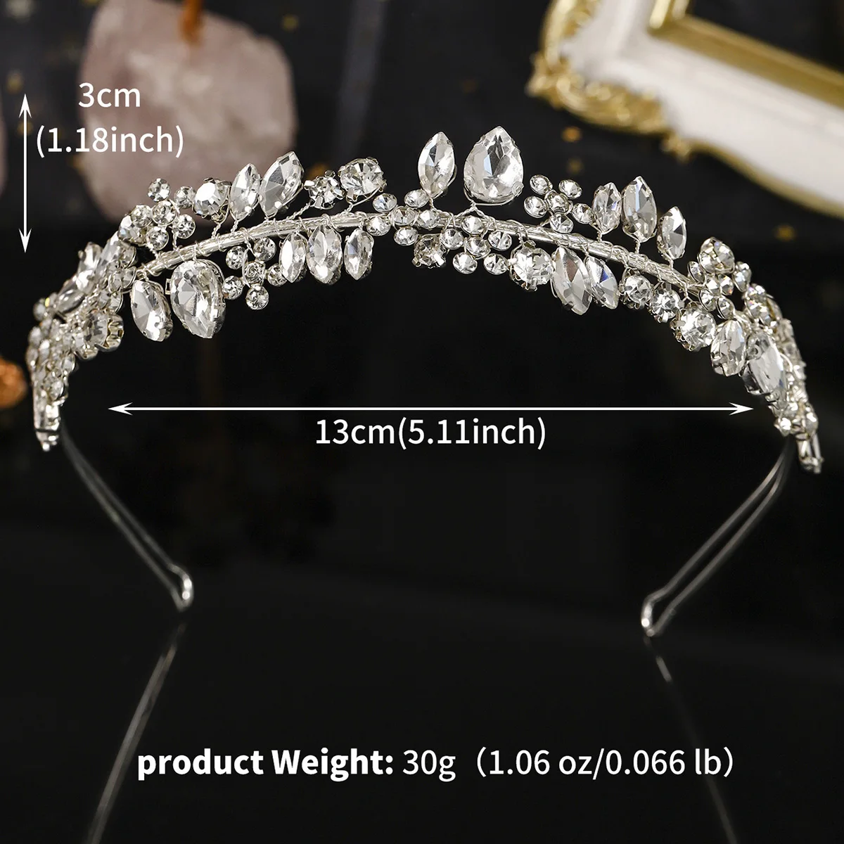 الفضة كريستال العروس هيرباند جديد حجر الراين زهرة تاج الشعر التبعي الزفاف عيد ميلاد مهرجان خوذة للنساء #6