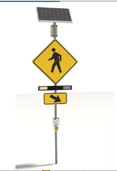 MUTCD Pedestrian Crossing LED Flashing Borders Light Crosswalk Solar-Powered Panel Traffic Warning Edge Signs