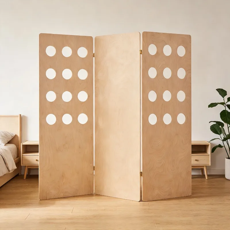Ocean panel screen, partition living room front door false wall foldable baffle all birch bedroom solid wood screen