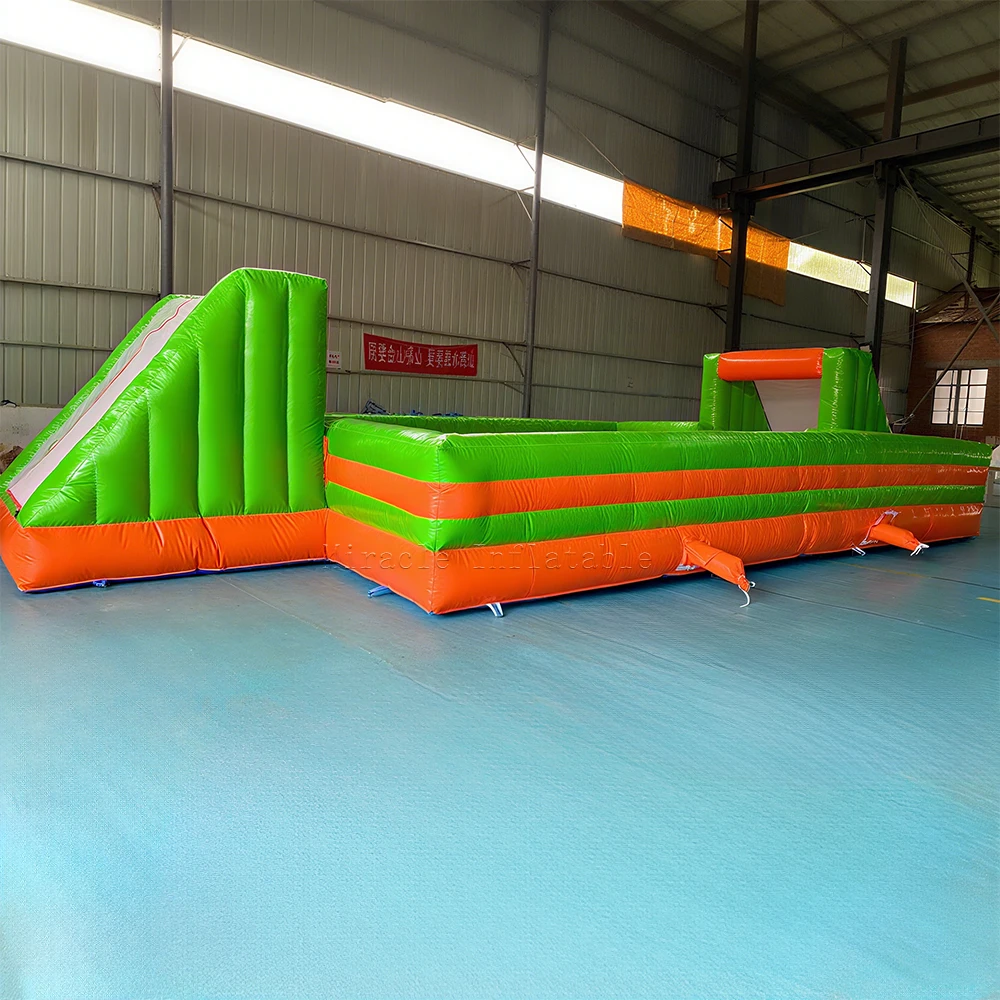 Commercial Inflatable Soap Football Field, Outdoor Slip n Slide Soccer Pitch with Bubbly Water for Team Building Games