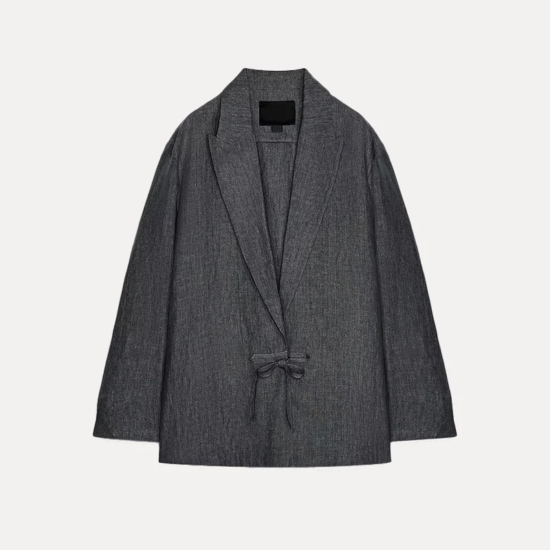 자다타 여성 미니멀리스트 순면 수트 재킷 출퇴근 스타일 긴 소매 클래식 칼라 솔리드 컬러 2025 신상품