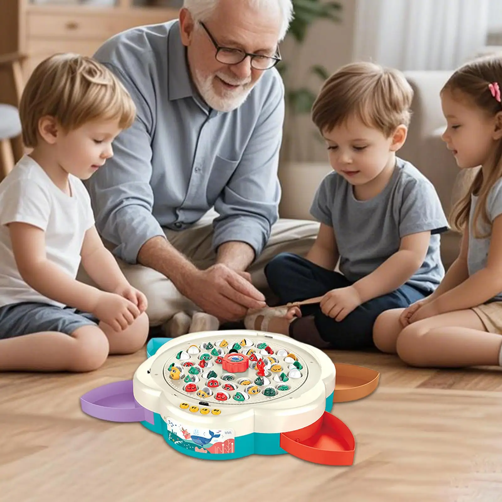 어린이 자석 낚시 게임, 낚시 테이블 장난감, 음악이 있는 보드 게임, 부모-자녀 유대감을 위한 학습 활동 (4-6세용)