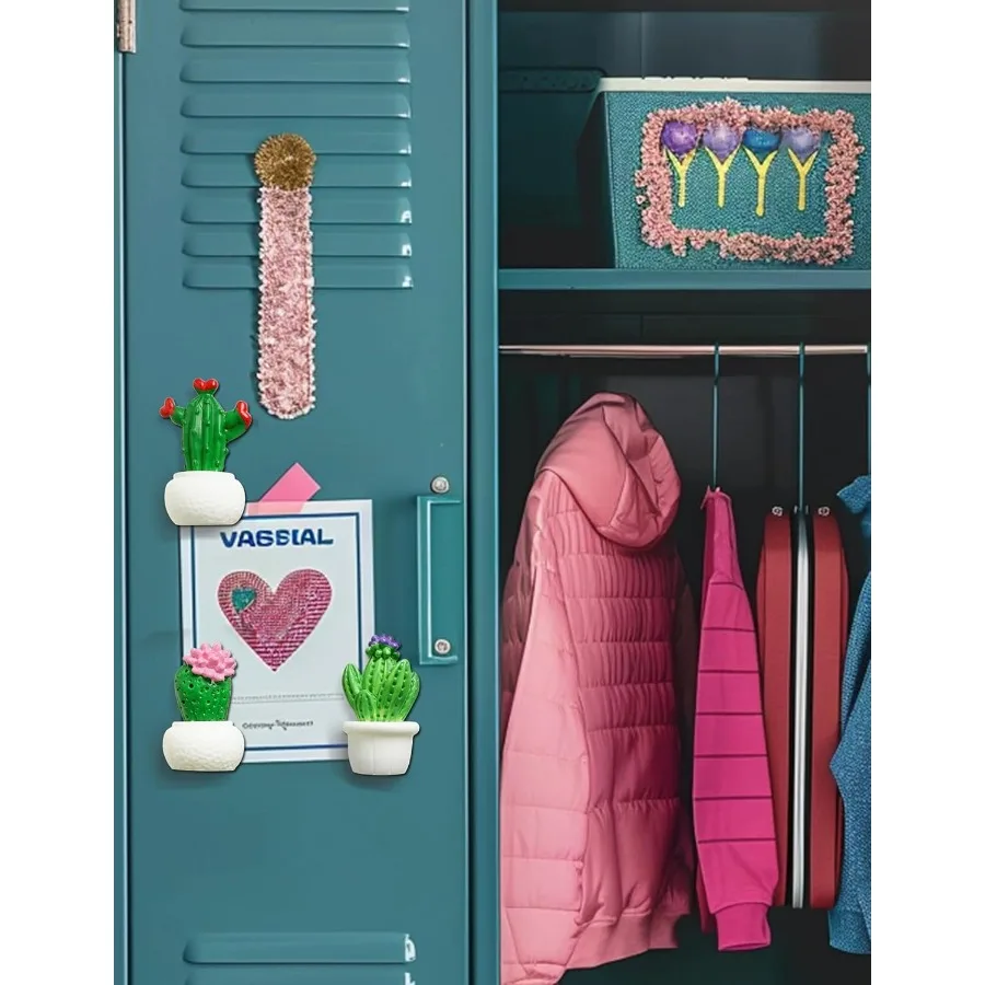 Cactus Fridge Magnets Cute Refrigerator Magnets 3D Plant Decorative Magnets for Office Kitchen Locker 8PCS