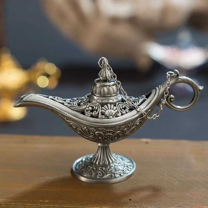 Girls Jasmine Aladdin Magic Lamp Metal Crafts Wishing Lamp Aromatherapy Stove Home Decoration Creative Ornaments Children Gifts image 4