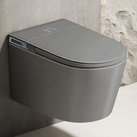 Black/Gray/White Ultimate Wall-Hung Smart Toilet with Bidet Built In WaterTank One Piece Elongated Toilet  Warm Water HeatedSeat