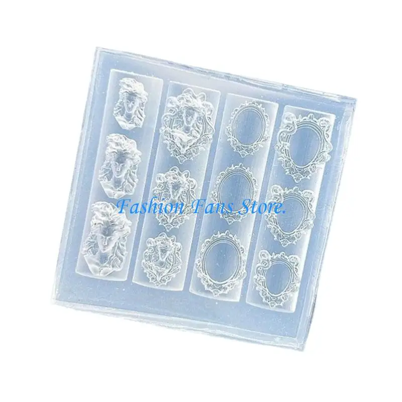 Reusable Silicone Crafting Mold For Nail Decorations Medusa Frame Design DIY Jewelry Making Tool Flexible