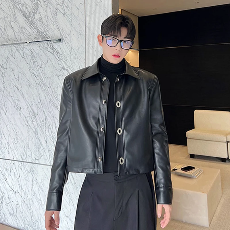 

Кожаная куртка-бомбер из ПУ для мужчин, с хлопковой подкладкой, металлическая фурнитура, модная, молодежная, для весны, осени и зимы