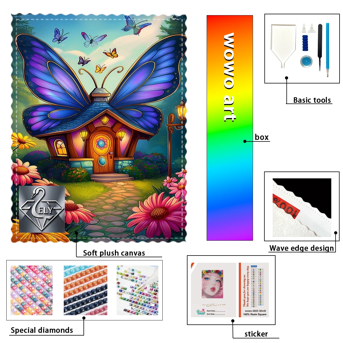 

【Ely_ Diamond Art】Butterfly cottage Crystal AB Rhinestone FD Rhinestone Perfect Resin Diamond