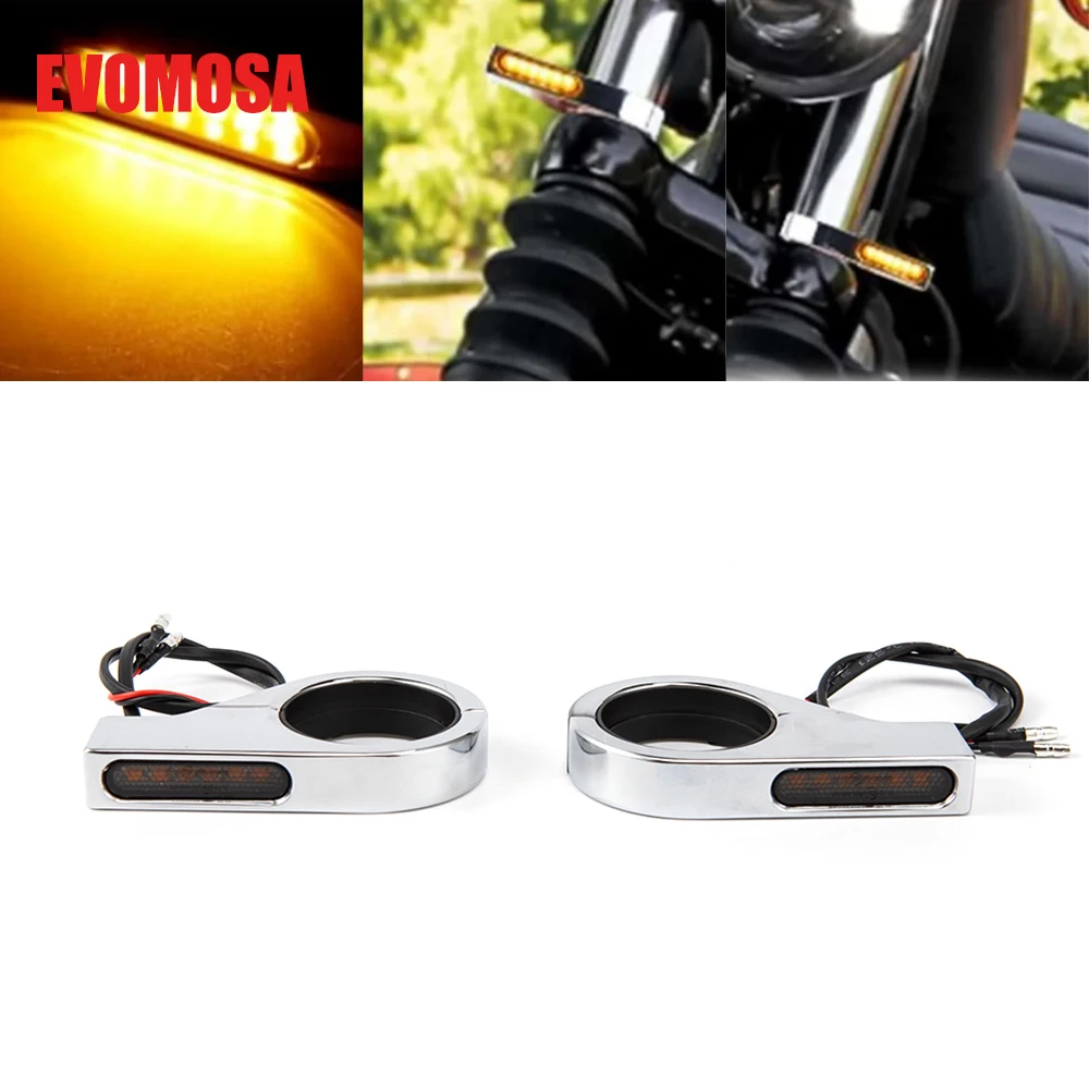 

Motorcycle Accessories LED Turn Signal 41mm Front Fork Clamp Light For Honda Yamaha For Harley For Suzuki Flasher Blinker Lamp