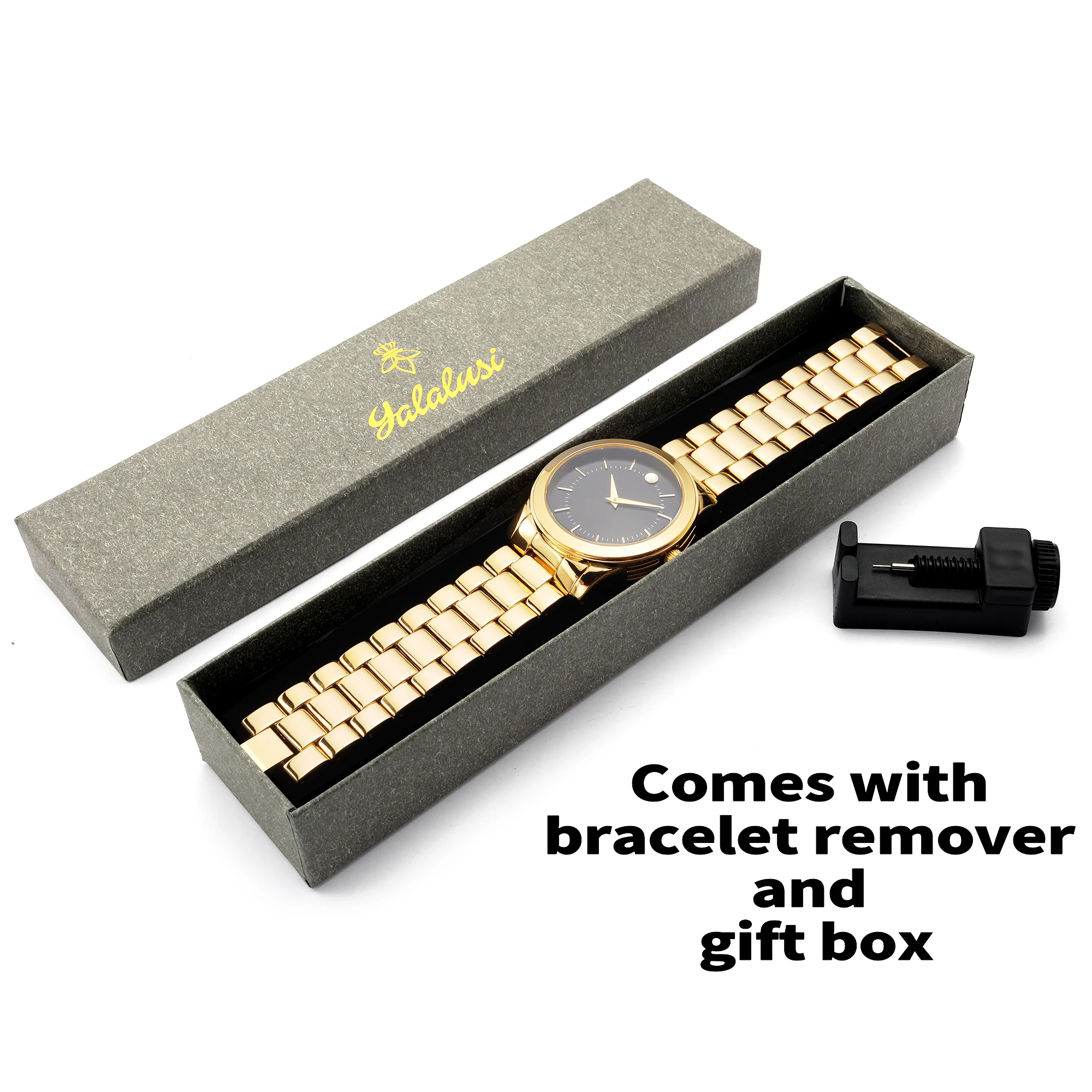 Yalalusi Merk Dameshorloges Hot Gold Simple Style 2024 Nieuwe Box Watch Remover Ion Gold Plating