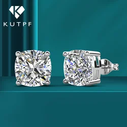 Certified Cushion Cut Moissanite Diamond Stud Earrings 0.5/1ct 925 Sterling Silver Plated 18k Gold Earring for Women Men