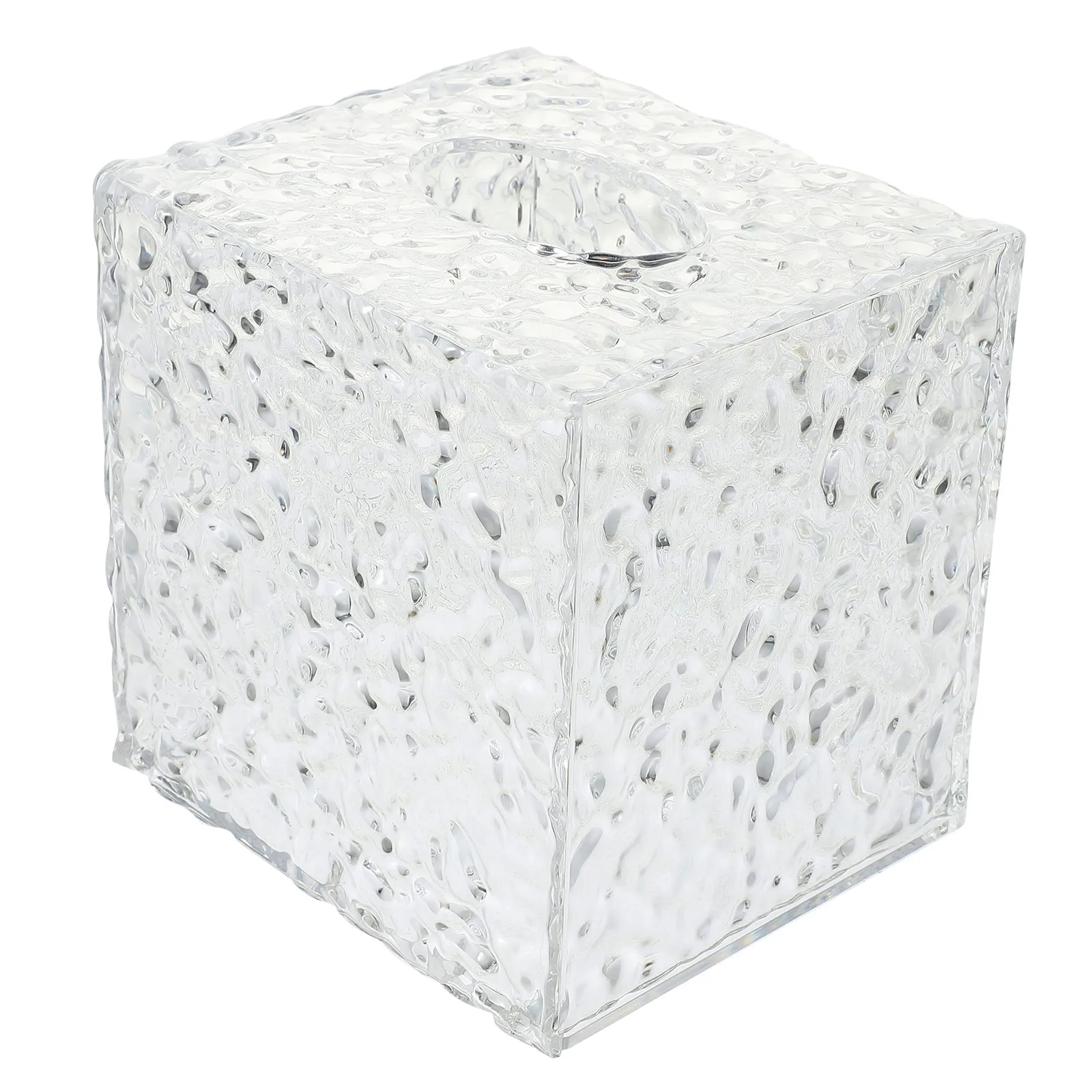 

Transparent Acrylic Tissue Box Cover Small Size Ice Pattern Napkin Holder Reusable Decorative Home Office Bedroom