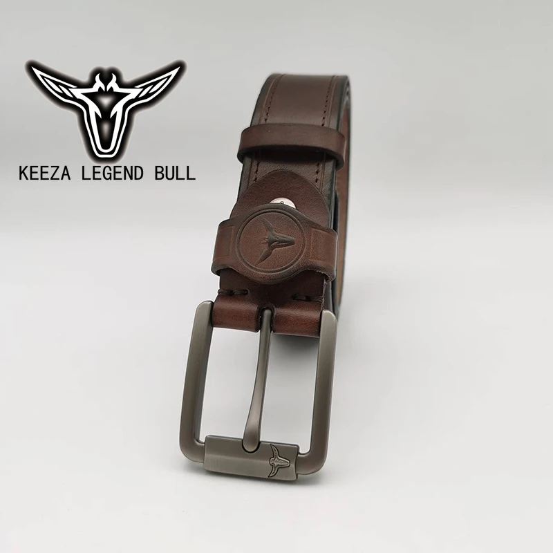 

KEEZA LEGEND BULL Coffee Top Layer Cowhide Leather Belts For Men Fashionable Luxurious Design Manufactor Direct Sales