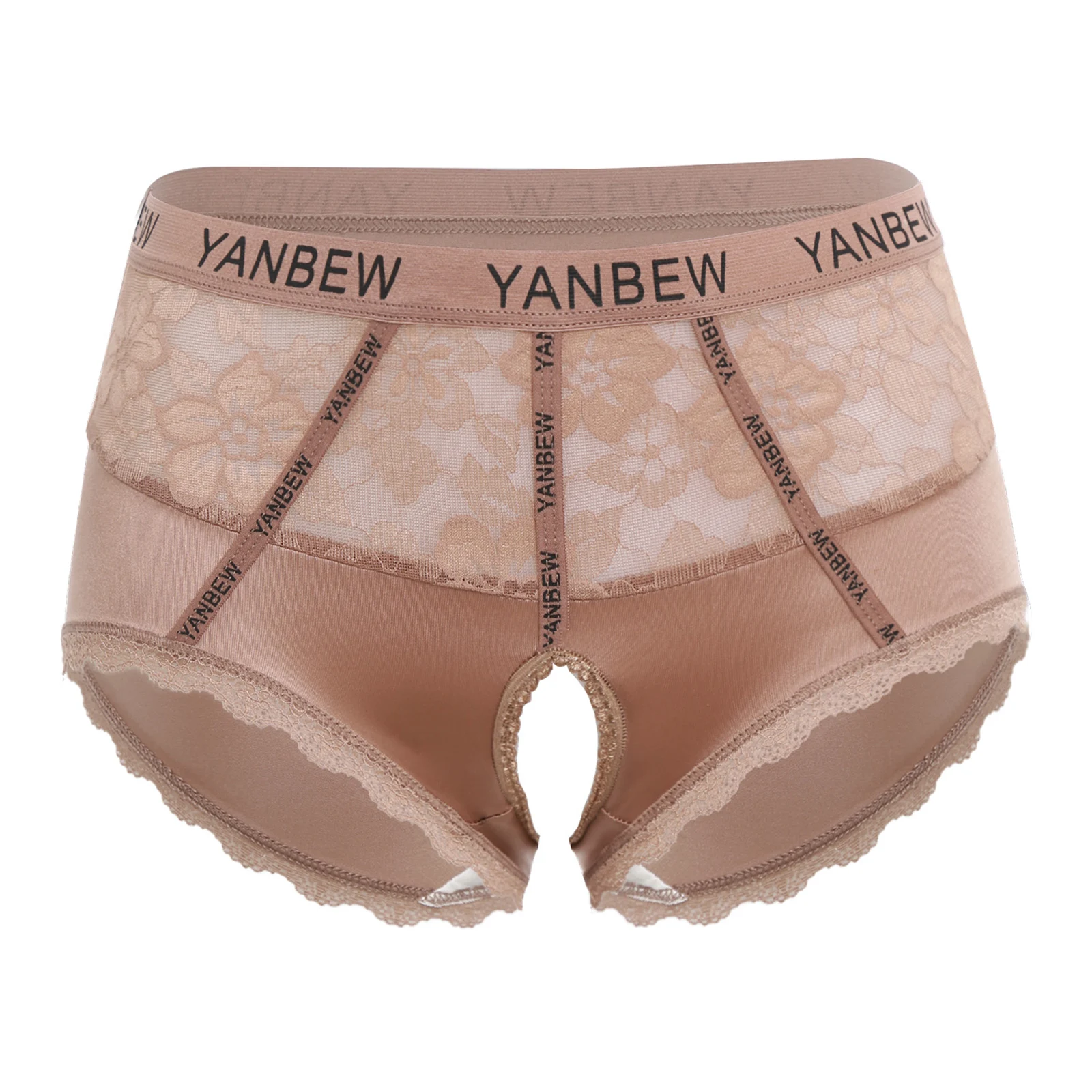 

Adult Women No Crotch Briefs Lingerie Breathable Floral Lace Open Butt Panties Briefs for Couple's Erotic Tempting Nightwear