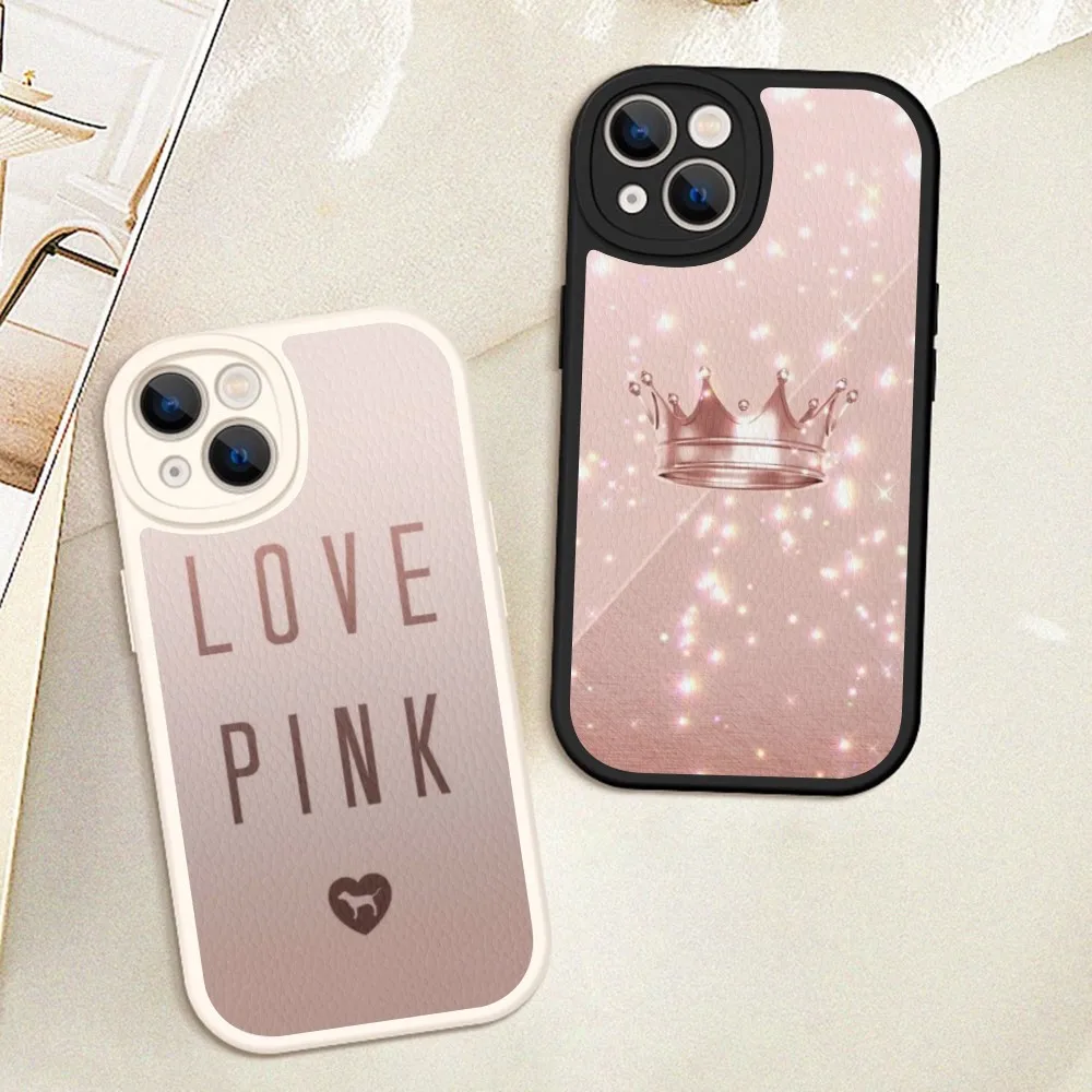 

Rose Gold Pink Princess Queen Phone Case Hard Leather For IPhone 16 15 14 13 12 Mini 11 14 Pro Max Xs X Xr 7 8 Plus Fundas