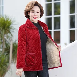 Middle-aged Old People Winter Jackets Gold Velvet Cotton Parka Grandma Padded jacket Mother's Clothes Female Coat