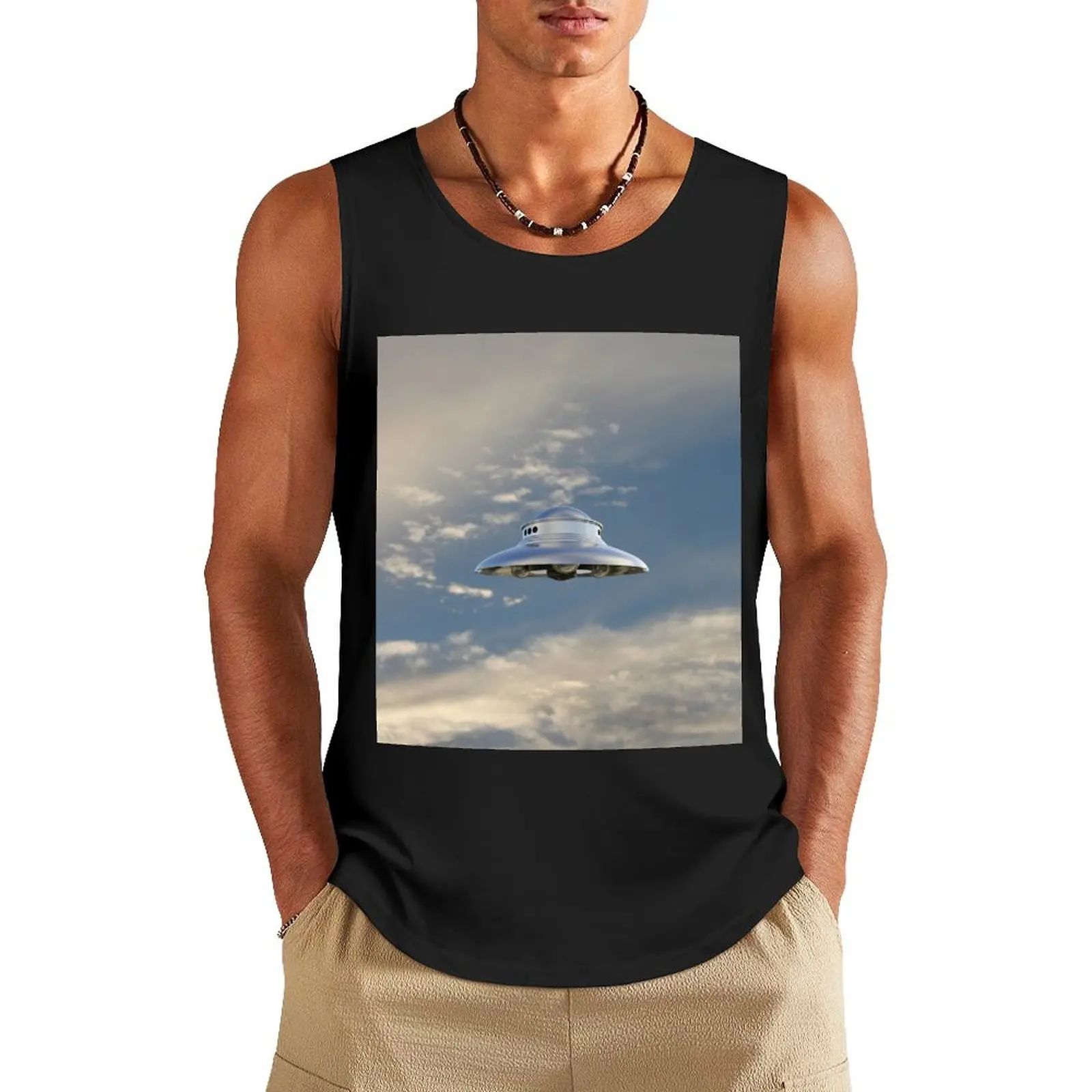 UFO hovering Tank Top Men gym sportswear Men's gym t-shirt