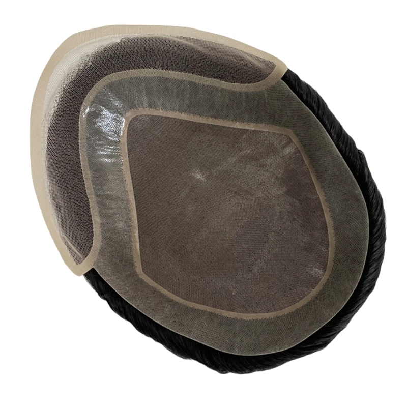 6 pouces postiches de cheveux humains vierges malaisiens 8x10 # 1 unité de dentelle avant de toupet mono Hollywood ondulé de couleur noir de jais 32 mm pour hommes