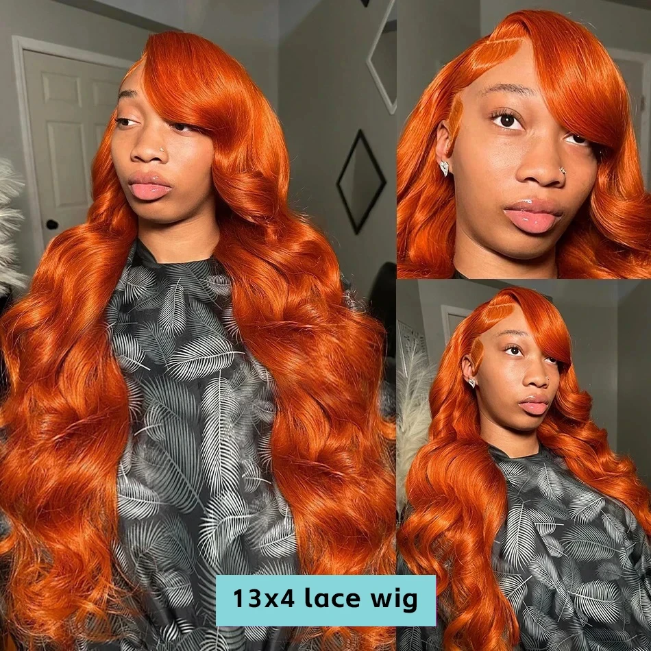 Orange Ingwer Spitze Front Perücken Menschenhaar 100% Körper Welle 13x6 HD transparente Spitze Frontal Perücke brasilia nische Perücken für Frauen zum Verkauf