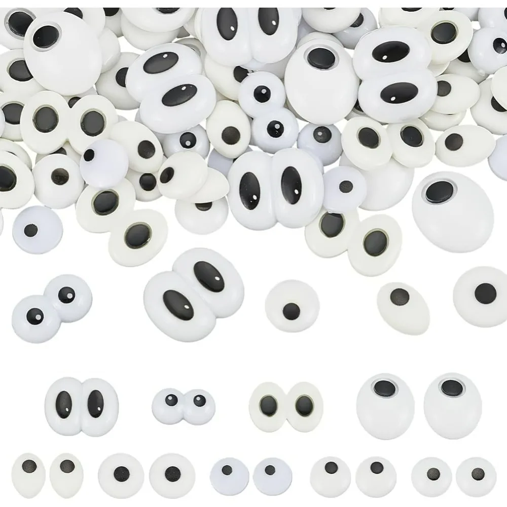 90pcs 9 Styles Safety Eye Cabochons 16~24mm Cartoon Character Eyes White Resin Crochet Puppet Craft Eyes for Knitted Creations