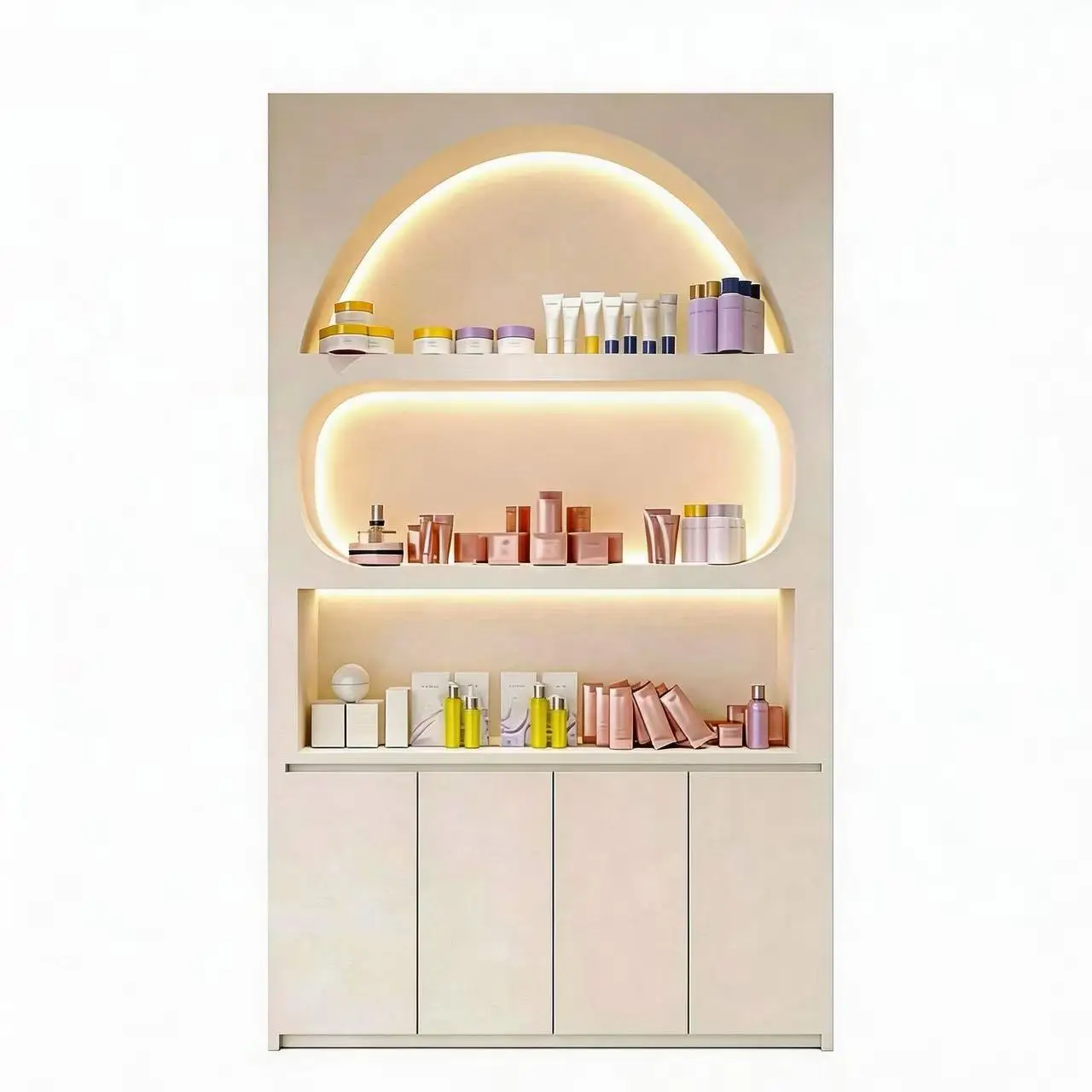 

Витрина с LED-подсветкой mk-LED, белая, из окрашенного дерева, для салона красоты*