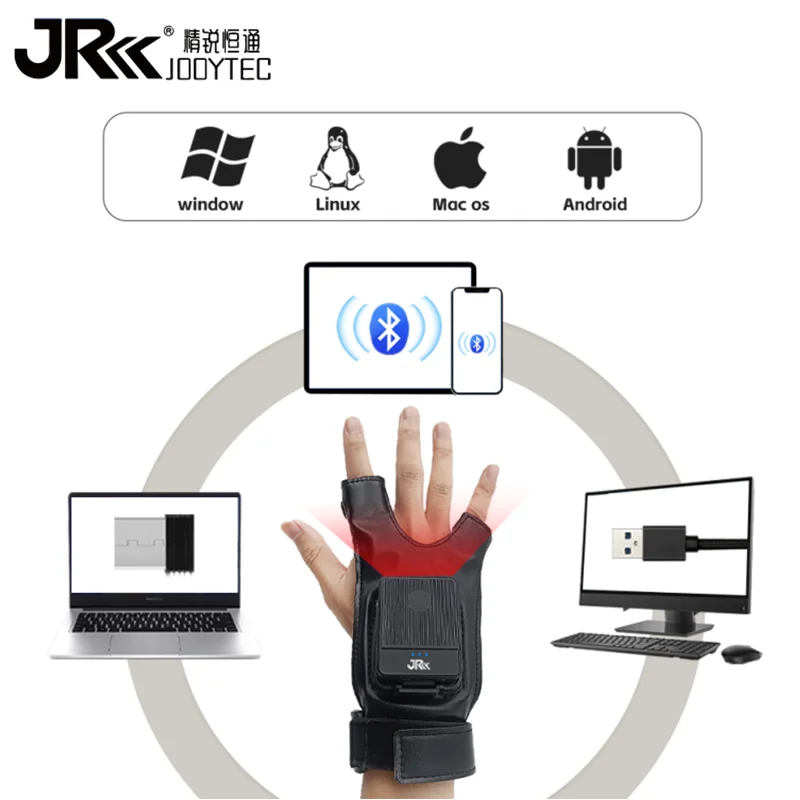 Imagem -02 - Jooytec Wearable Bluetooth Barcode Scanner Leitor de Luva para Armazém Logístico Expresso 1d 2d