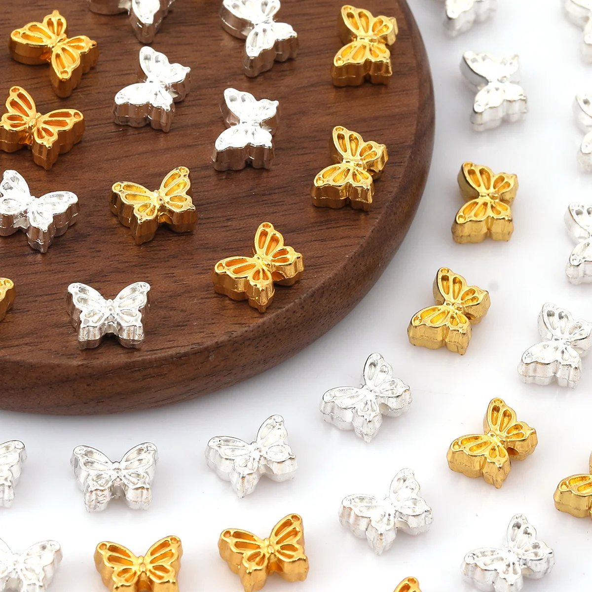25pcs/50pcs Random Color Zinc Alloy Butterfly Beads,10*7mm Loose Spacer Beads for Handmade DIY Craft Jewelry Making Supplies