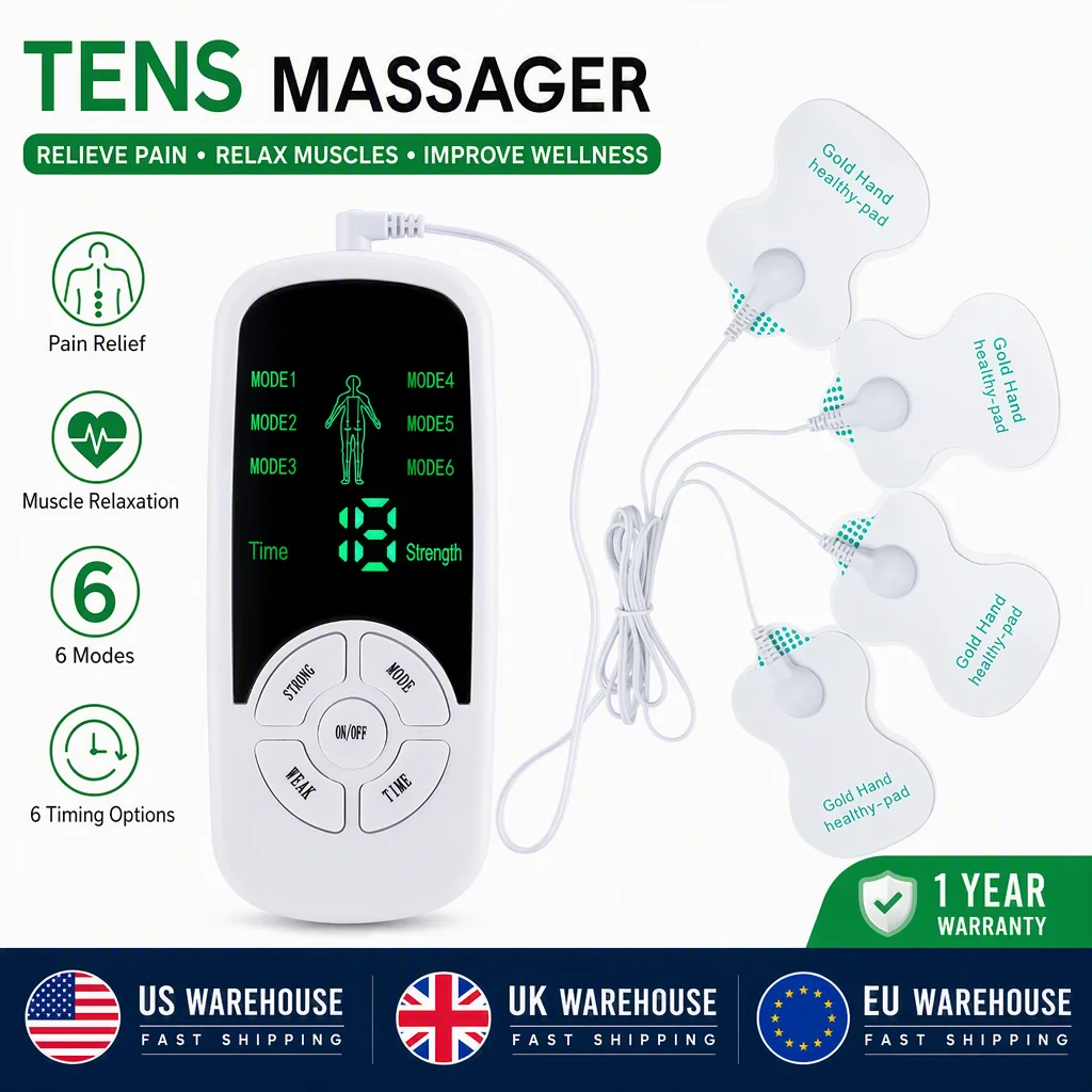 Elektrischer Muskelstimulator 6 Modi Mini-Halswirbelsäulenmassagegerät Meridian-Körpermassagegerät zur Schmerzlinderung Elektrostimulator