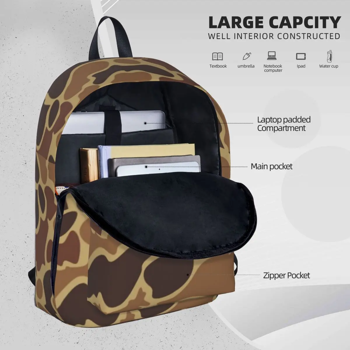 Duck Camo Backpacks Large Capacity Student Book bag Shoulder Bag Laptop Rucksack Fashion Children School Bag