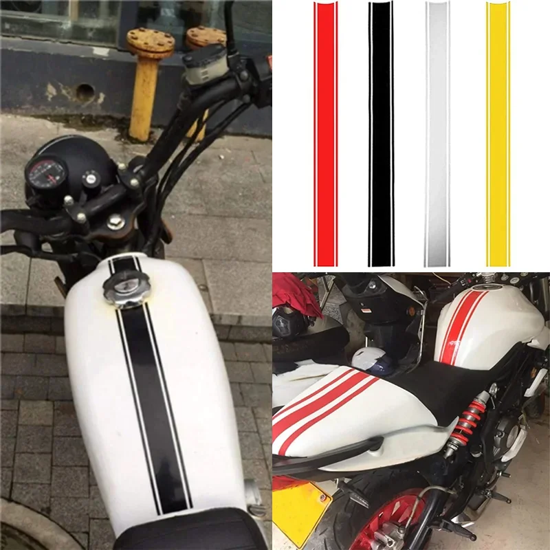 

2PCs Motorcycle Tank Cowl Stripe Sticker Waterproof Fuel Gas Tanks Self Adhesive Decal Stickers Moto Decorative Accessories 50cm