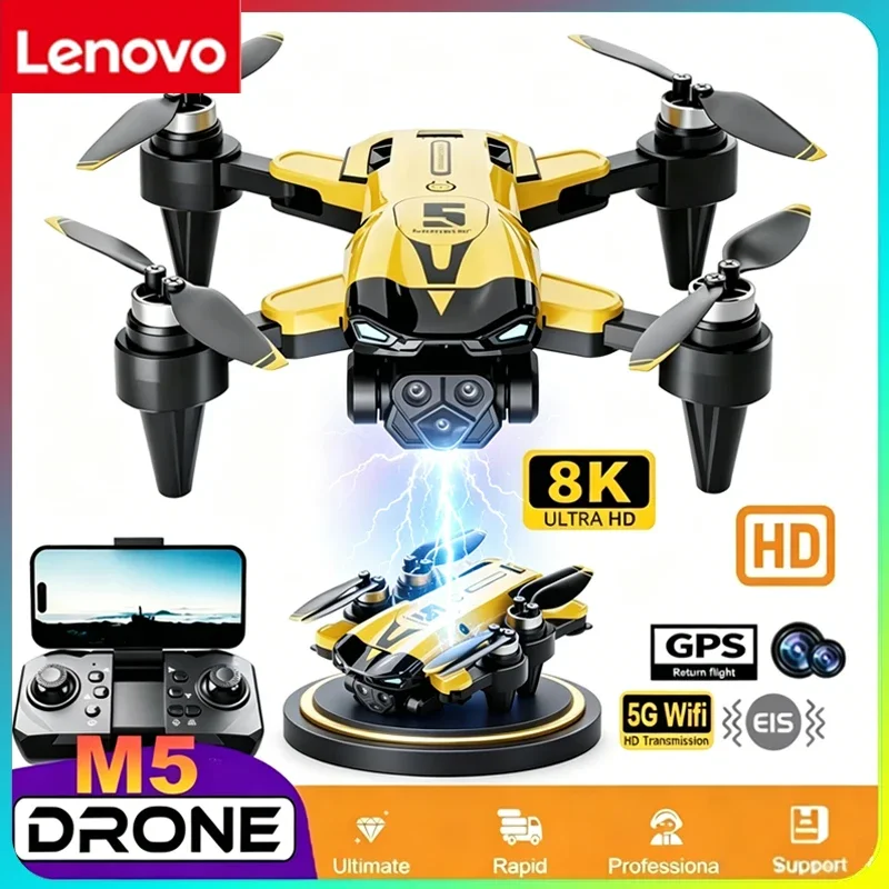 

Lenovo M5 Foldable RC Quadcopter 8K Triple Lens Camera Brushless Motor Optical Flow Stabilization Professional Drone