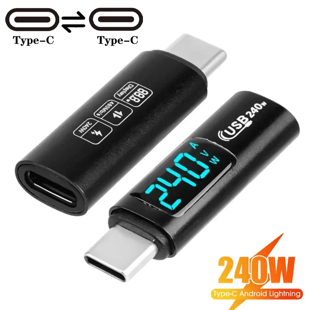 

240W Car Power Supply Data Transmission Charge Converter Type C Digital Display Adapter C to C RV Power Converter Accessories