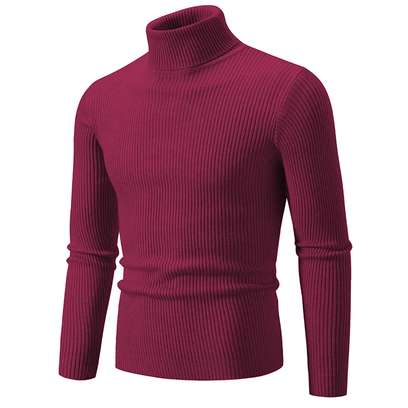 New Trend Men\'s High Neck Sweater Pullover Knitted Warm Casual Men Clothing Knitted Sweater Men