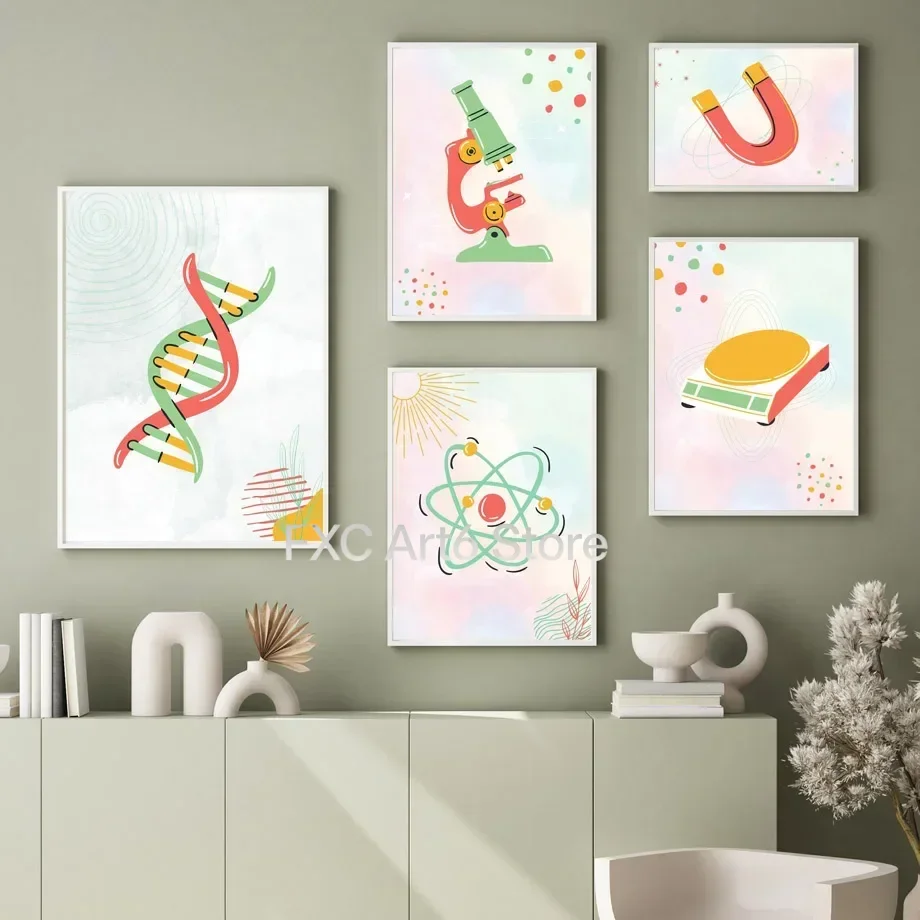 1PC frameless Science Biological Cell Microscope DNA Nursery Posters Minimalist Print Canvas Painting Wall Art for Living Room H
