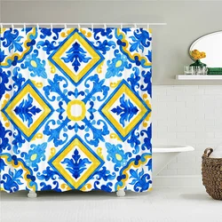 Waterproof Fabric Shower Curtain For Bathroom Colorful Bohemian Print Bathtub Curtains Polyester Bathroom Curtain with 12 Hooks