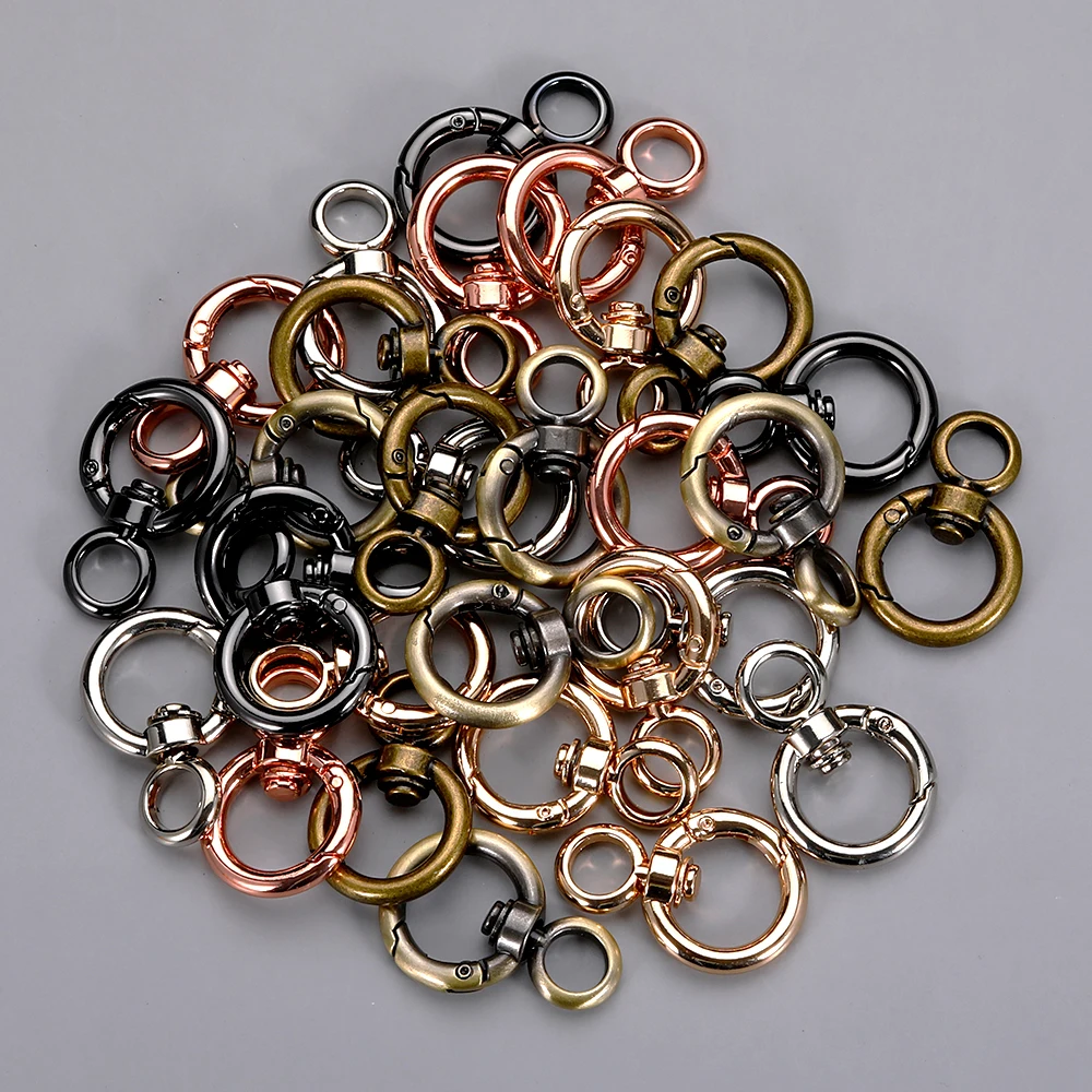 5pcs DIY Key Chain Accessories Zinc Alloy Clamp Carabiner Split Ring Keychain Rotating Keychains Lobster Lock Clip Spring Buckle