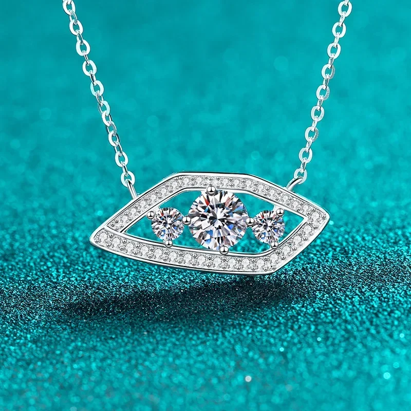 

Роскошный женский кулон с большим глазом 1,4 карата с муассанитом для женщин, платиновое ожерелье с бриллиантами Pt950, INS, сверкающие ювелирные изделия, подарки