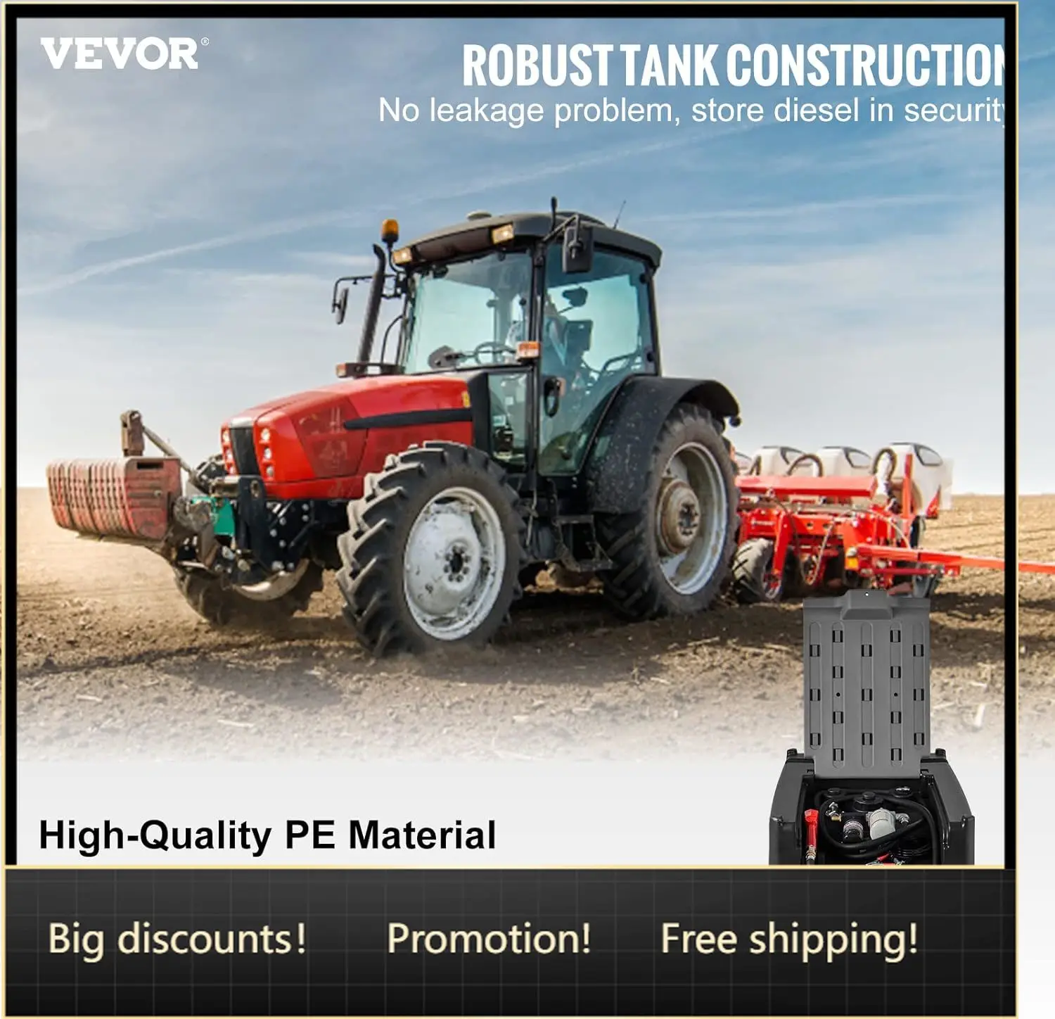 

Portable Diesel Tank, 116 Gallon Capacity & 10 GPM Flow Rate, Diesel Fuel with 12V Electric Transfer Pump and 13.1ft Rubber Hose