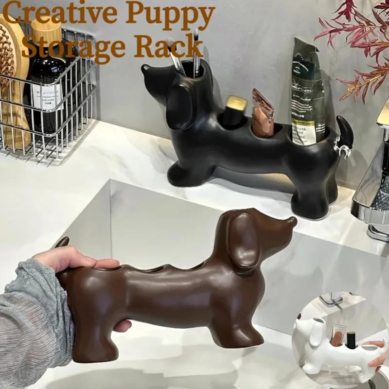 Dachshund Dachshund Toothbrush Holder Pen Holder Storage Rack Lipstick Makeup Brush Storage Toothpaste Toothbrush Base Bathroom Decoration - Aliexpress Deal