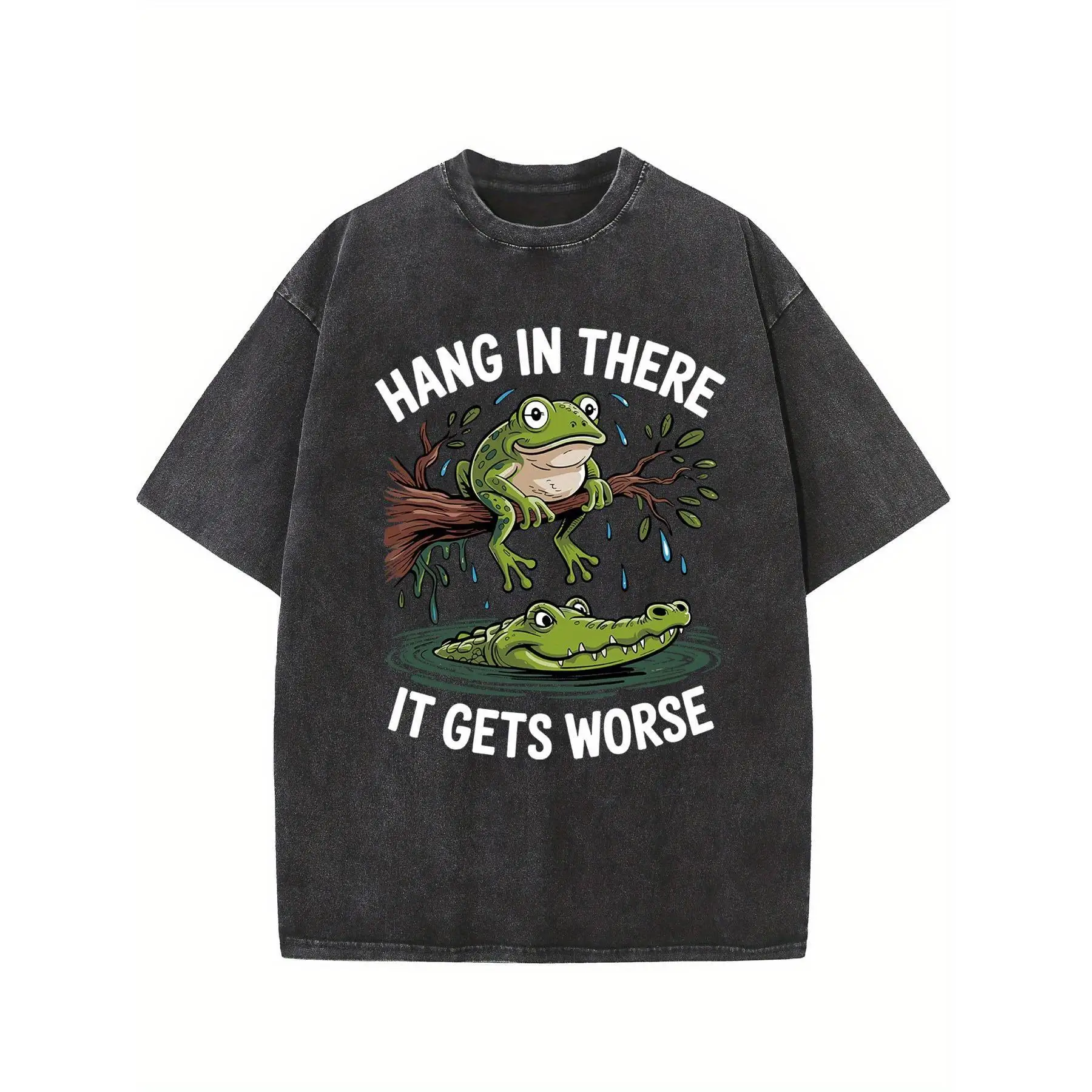 

Cute Frog T-Shirt, Funny Alligator Meme Gift, Women's Men's It Gets Worse Present, Vintage Dark Humor Animal Graphic Tee