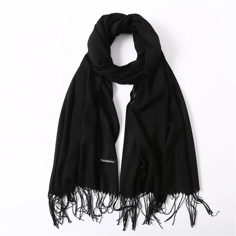 Fashion Solid Schal Frauen Kaschmir Weiche Winter Warme Schals Hijab Weibliche Lange Stirnband Schal Wraps Bandana Foulard 2022 Echarpe – Detail 9