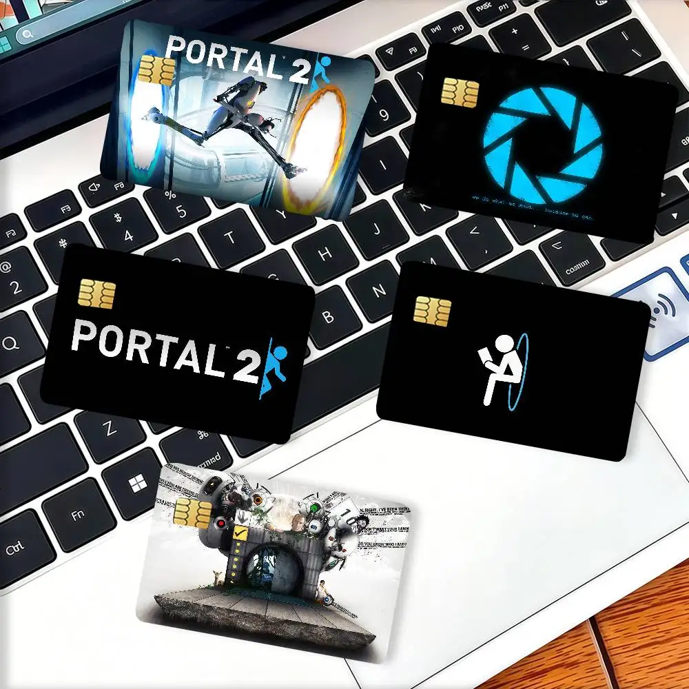 Game P-Portal 2 Credit Skin Cover Card Stickers 4PCS Film Bus Pass Front Decoration Bank Debit Waterproof
