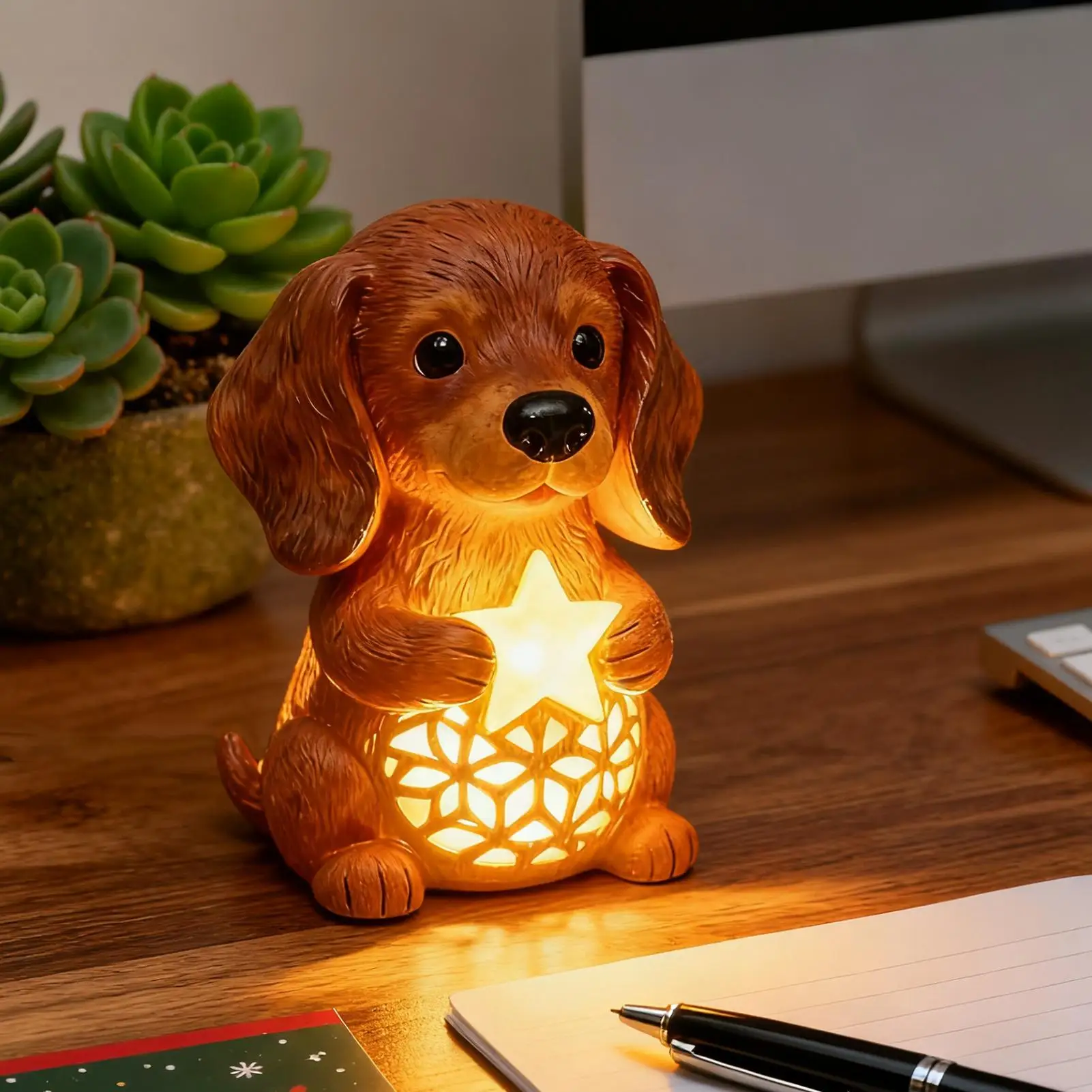 

Christmas Lamp LED Ambient Lighting Dog Night Light Christmas Decor Lamp for Living Room Bedside Table Desk Shelf Entryway