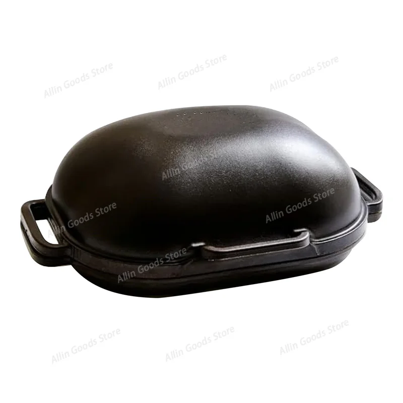 30cm Oval Bread Pan Cast Iron Loaf Pan with Lid for Homemade Breadmaking Sealed Bread Oven Inverted Dutch Oven Set for Baking